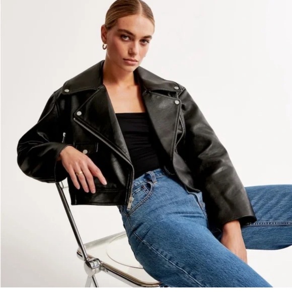 Abercrombie & Fitch Jackets & Blazers - Abercrombie & Fitch Vegan Leather Black Moto Jacket